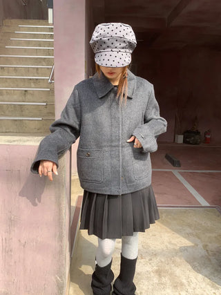 Overlap Dot Pattern Baker Cap Newsboy Cap