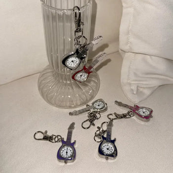 Clock Guitar Watch Bag Charm Keychain Pants Keyring