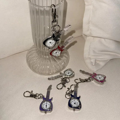 Clock Guitar Watch Bag Charm Keychain Pants Keyring
