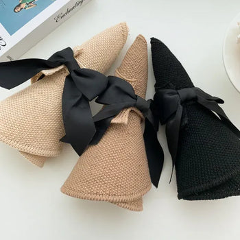 Velcro Raffia Hat Summer Sun Visor Straw Brim Hat