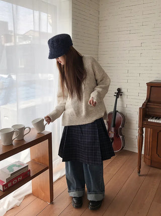 Boot Plush Check Baker Cap