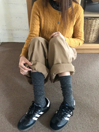 Tiny Dot Cotton Long Knee Socks