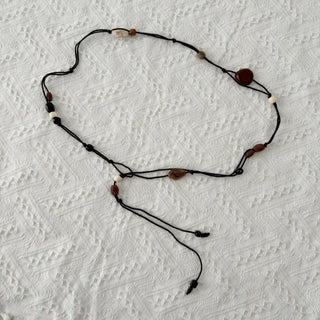 Earthstone Drop Bead Wood Knot Cord Belt