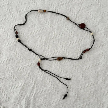 Earthstone Drop Bead Wood Knot Cord Belt