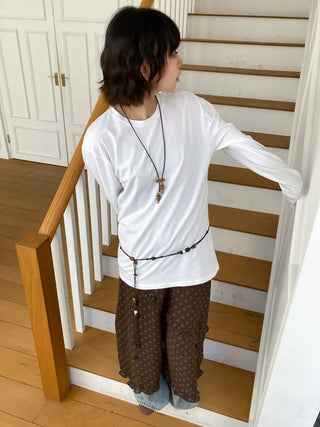 Earthstone Drop Bead Wood Knot Cord Belt