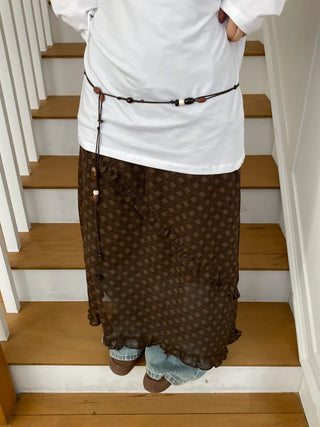 Earthstone Drop Bead Wood Knot Cord Belt