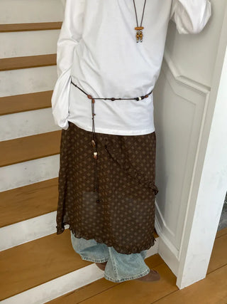 Earthstone Drop Bead Wood Knot Cord Belt