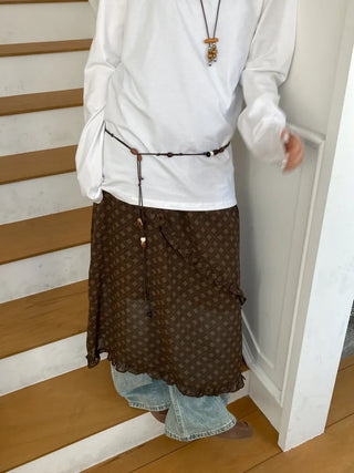 Earthstone Drop Bead Wood Knot Cord Belt