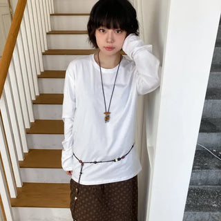 Earthstone Drop Bead Wood Knot Cord Belt
