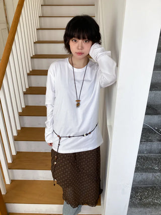 Earthstone Drop Bead Wood Knot Cord Belt