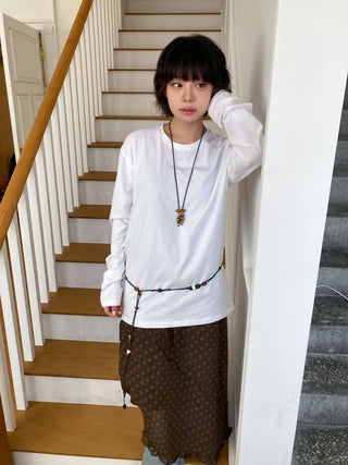 Earthstone Drop Bead Wood Knot Cord Belt