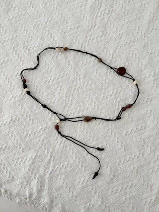 Earthstone Drop Bead Wood Knot Cord Belt