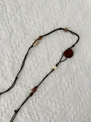 Earthstone Drop Bead Wood Knot Cord Belt