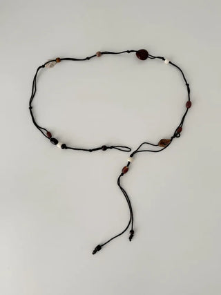 Earthstone Drop Bead Wood Knot Cord Belt