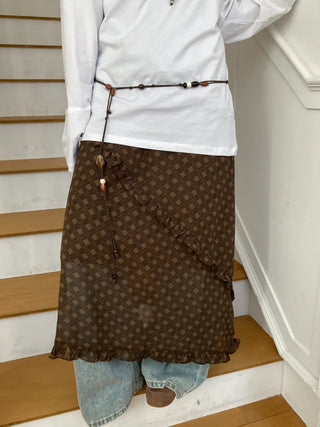 Earthstone Drop Bead Wood Knot Cord Belt