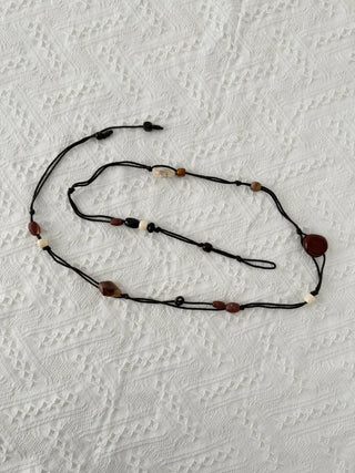 Earthstone Drop Bead Wood Knot Cord Belt
