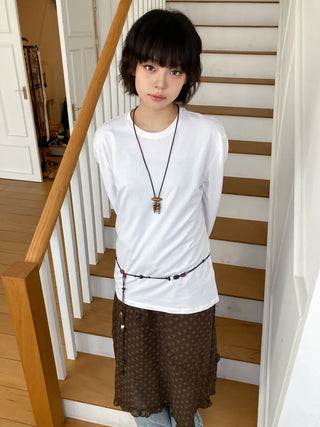 Earthstone Drop Bead Wood Knot Cord Belt