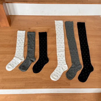 Duo Dot Pattern Daily High Knee Socks Long Socks