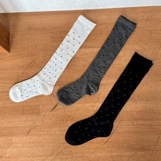 Duo Dot Pattern Daily High Knee Socks Long Socks