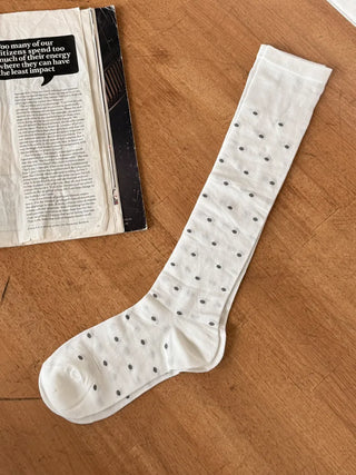 Duo Dot Pattern Daily High Knee Socks Long Socks