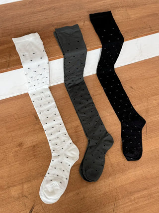 Duo Dot Pattern Daily High Knee Socks Long Socks