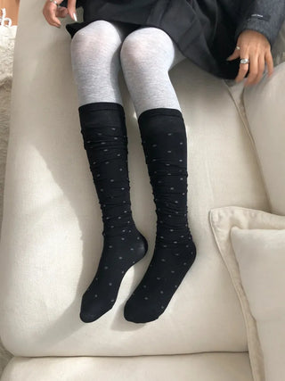 Duo Dot Pattern Daily High Knee Socks Long Socks