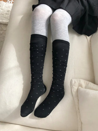 Duo Dot Pattern Daily High Knee Socks Long Socks