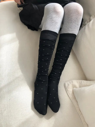 Duo Dot Pattern Daily High Knee Socks Long Socks