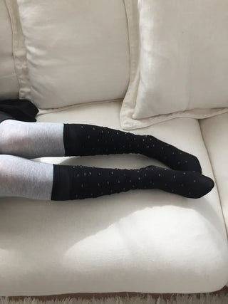 Duo Dot Pattern Daily High Knee Socks Long Socks