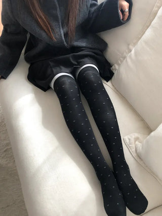 Duo Dot Pattern Daily High Knee Socks Long Socks