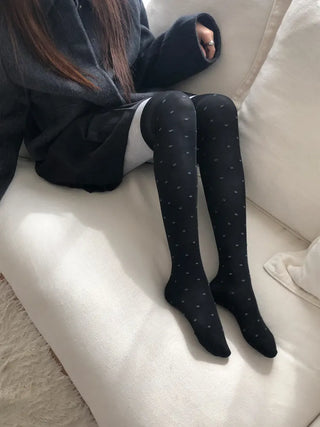 Duo Dot Pattern Daily High Knee Socks Long Socks
