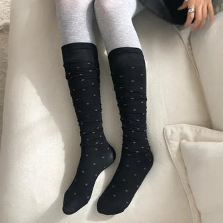 Duo Dot Pattern Daily High Knee Socks Long Socks