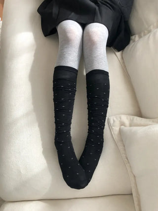 Duo Dot Pattern Daily High Knee Socks Long Socks