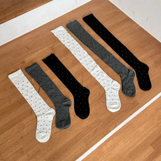 Duo Dot Pattern Daily High Knee Socks Long Socks
