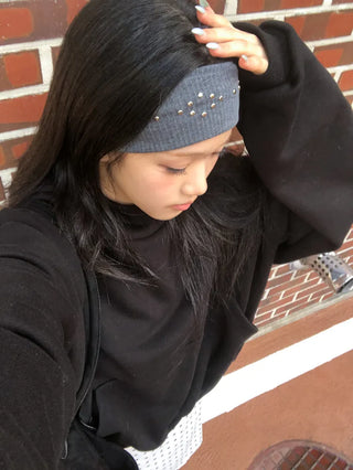 Dymos Studded Wide Hairband Bandana