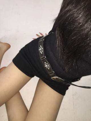 Opal Flower Stud Wide Leather Belt