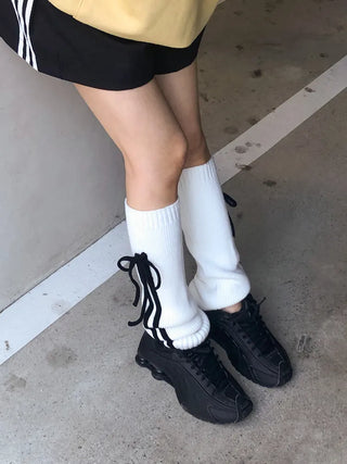 Track Double-Line Straight Knit Leg Warmers