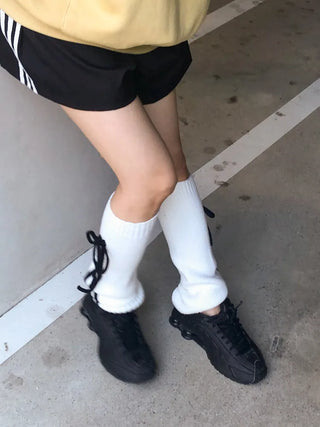 Track Double-Line Straight Knit Leg Warmers