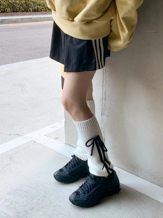 Track Double-Line Straight Knit Leg Warmers