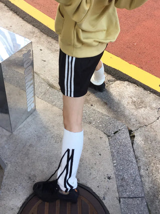 Track Double-Line Straight Knit Leg Warmers