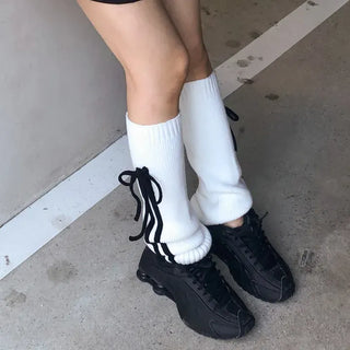 Track Double-Line Straight Knit Leg Warmers