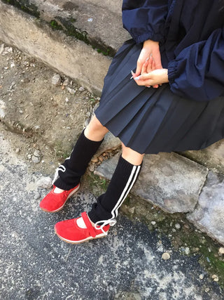 Track Double-Line Straight Knit Leg Warmers