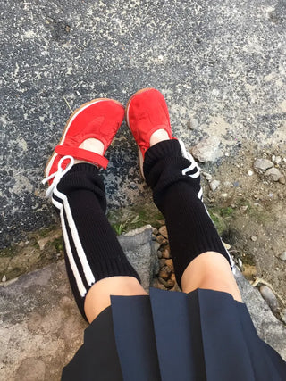 Track Double-Line Straight Knit Leg Warmers