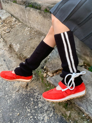 Track Double-Line Straight Knit Leg Warmers