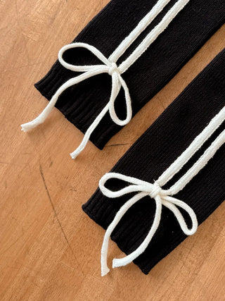 Track Double-Line Straight Knit Leg Warmers