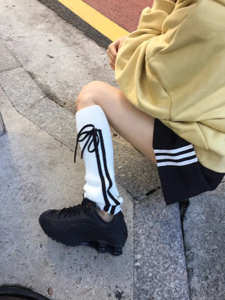 Track Double-Line Straight Knit Leg Warmers