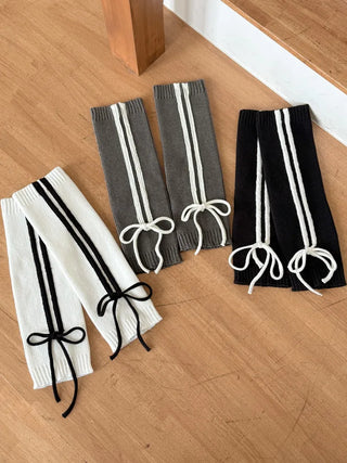 Track Double-Line Straight Knit Leg Warmers