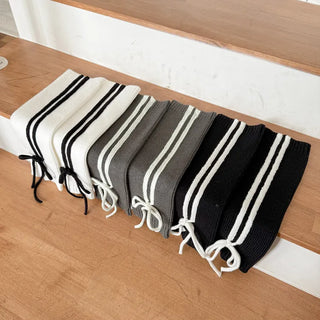 Track Double-Line Straight Knit Leg Warmers