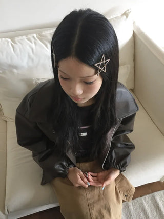 Sugar Star Metallic Check Dot Pattern Big Hairpin