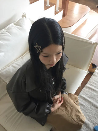 Sugar Star Metallic Check Dot Pattern Big Hairpin